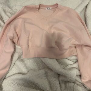 cropped pink crew neck